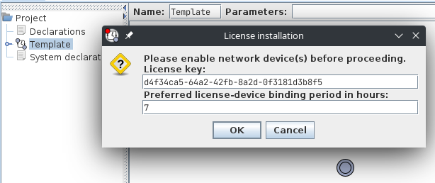 UPPAAL License Dialog