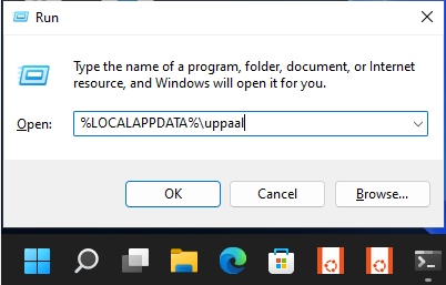 Open UPPAAL Configuration Folder in Windows
